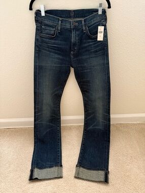 Citizens of Humanity Jazmin Slim Straight Cuffed Jeans, Dark Wash, 26, NWT